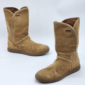 Andrea Morelli Tan Suede Stitched Winter Boots Size 38